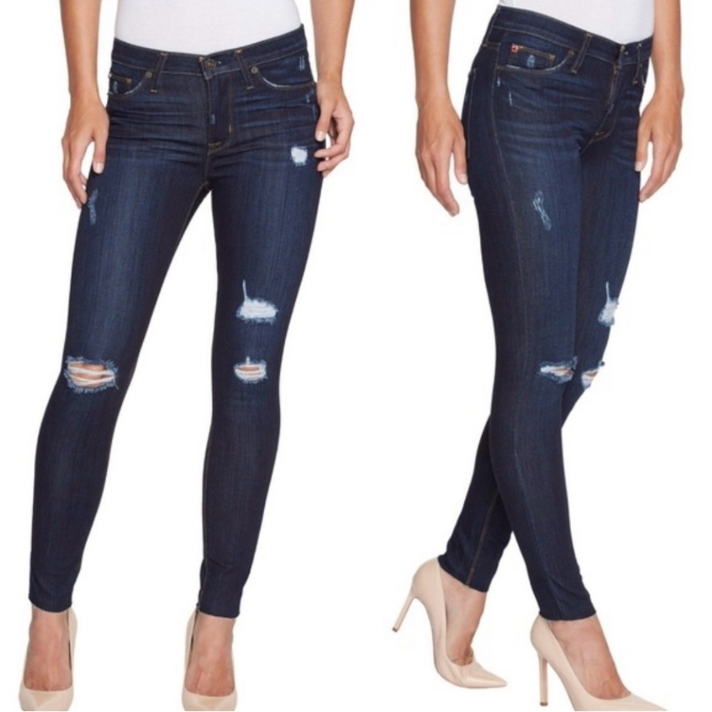 HUDSON Jeans Women’s 29 Blue Nico Mid Rise Ankle Raw Hem